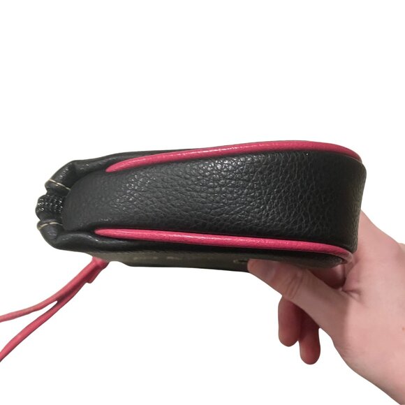 Vintage Y2K Black Pink Monogram J Faux Leather Wristlet Initial Makeup Bag - Picture 6 of 14